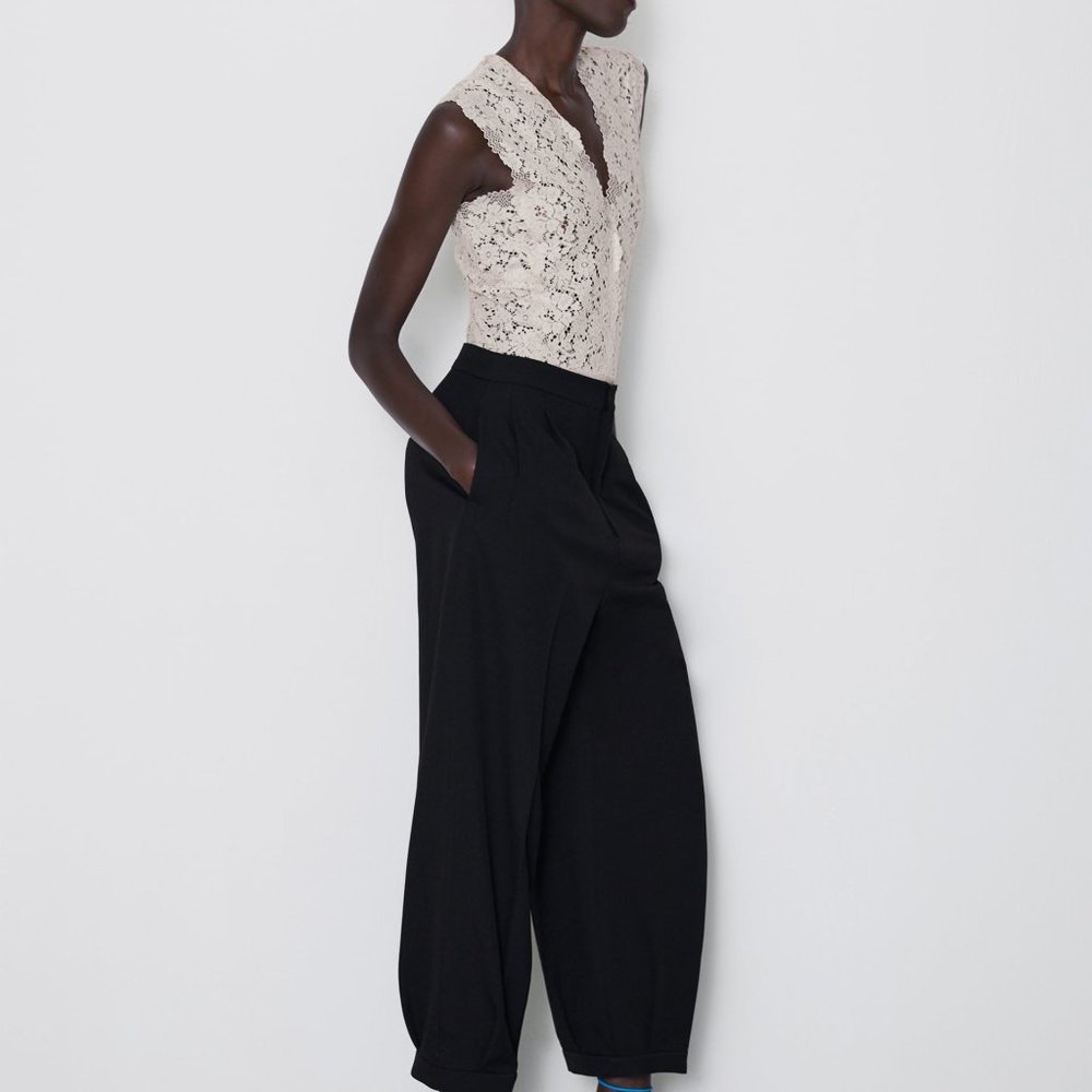 NWT ZARA SEXY LACE BODYSUIT VANILLA - Picture 4 of 8